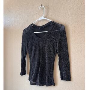 Y2K Guess black metallic sheer shimmer top size S